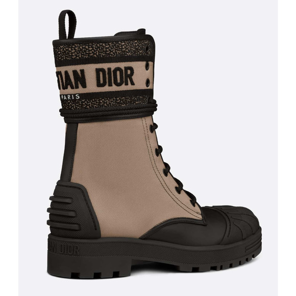 Dior D-Major Black Taupe Logo Military Combat Lace Up Tie Ankle Boots 38.5 - Picture 12 of 16